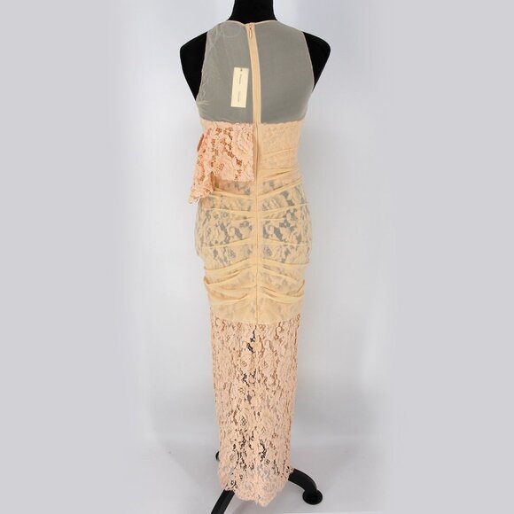 Proenza Schouler Silk Corded Lace Layered Cascading Ruffle Maxi Dress Nude 4 NEW - Picture 6 of 8